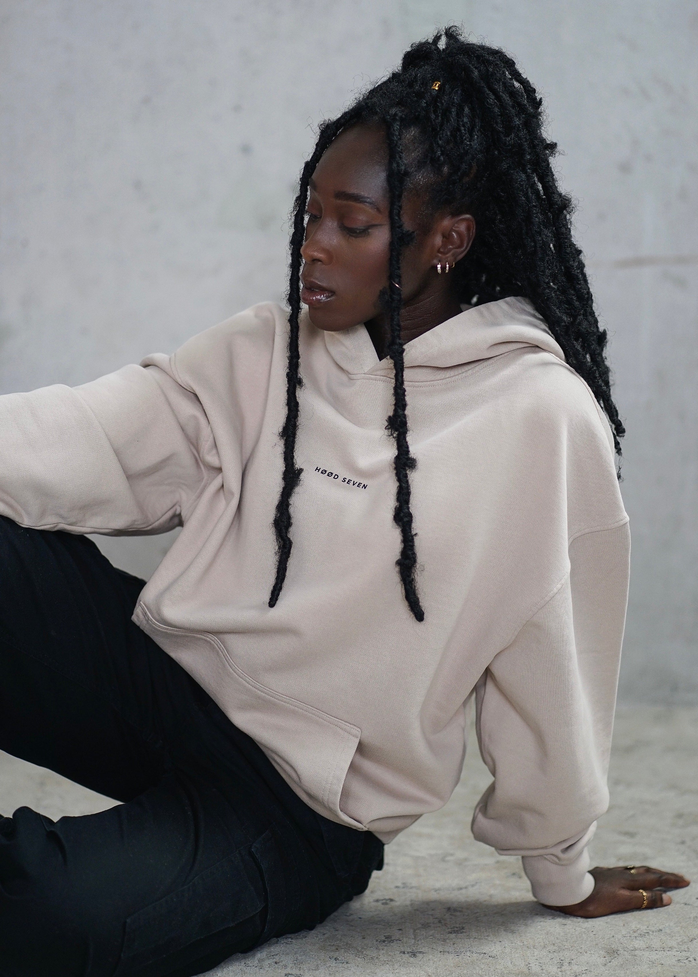 Heavy Oversized Hoodie Plain Light Beige