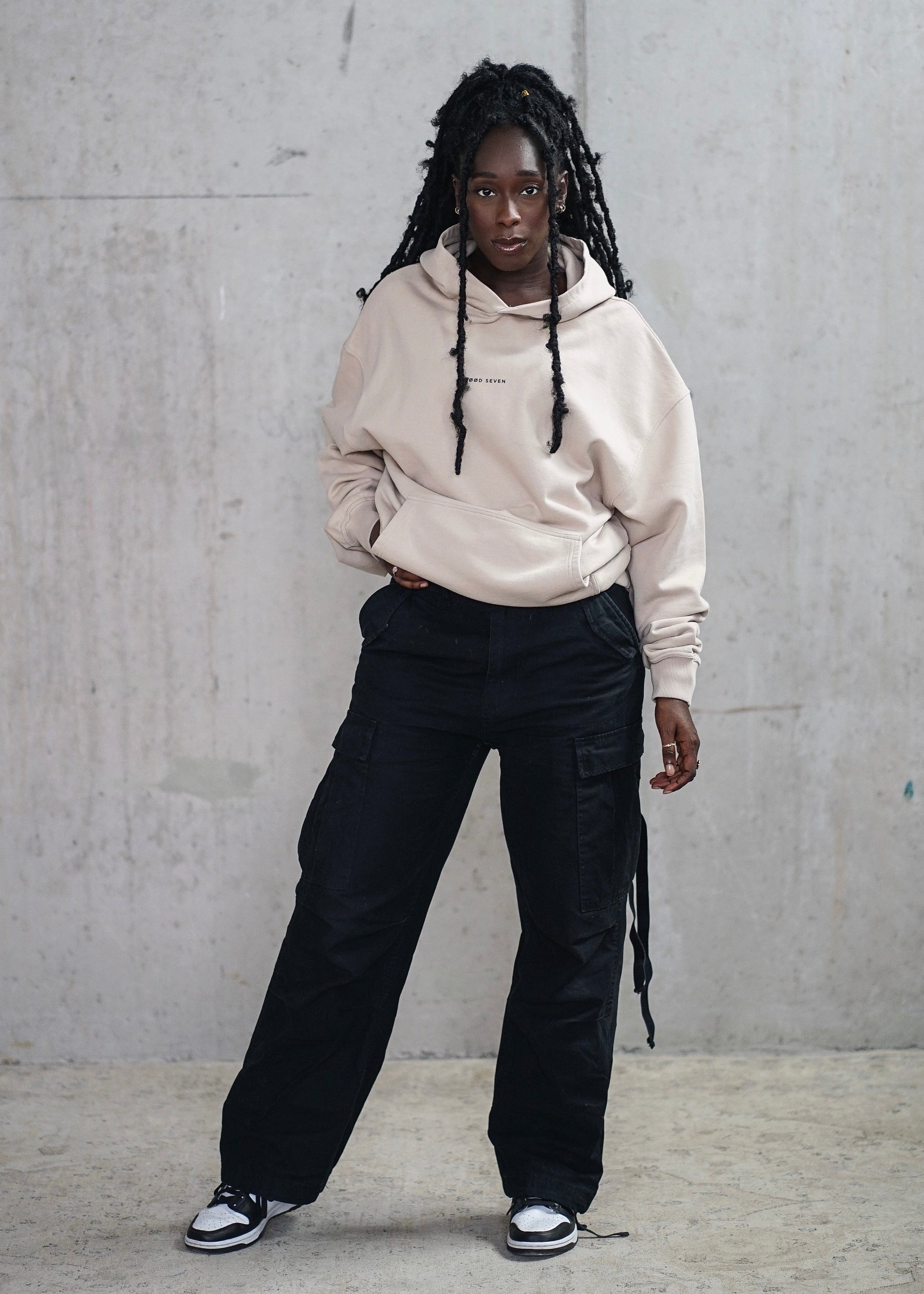 Heavy Oversized Hoodie Plain Light Beige