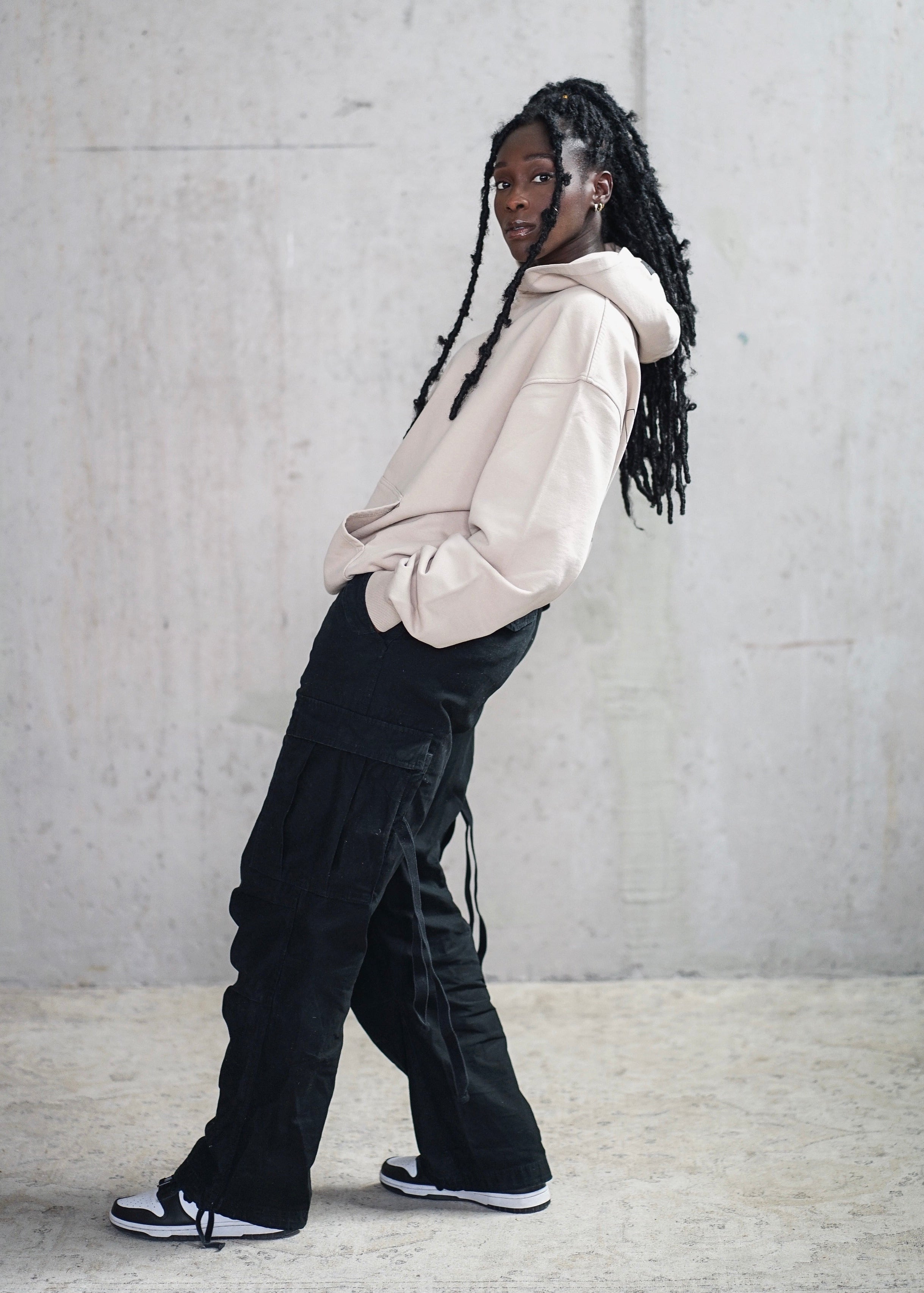 Heavy Oversized Hoodie Plain Light Beige