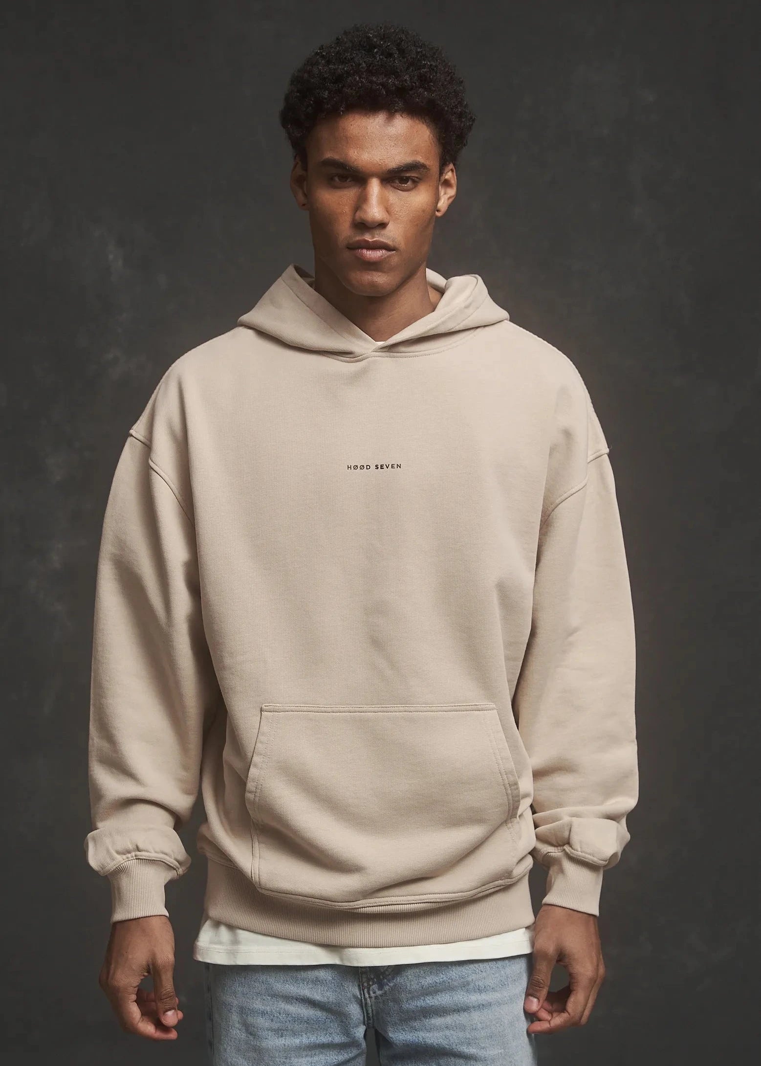 Heavy Oversized Hoodie Plain Light Beige