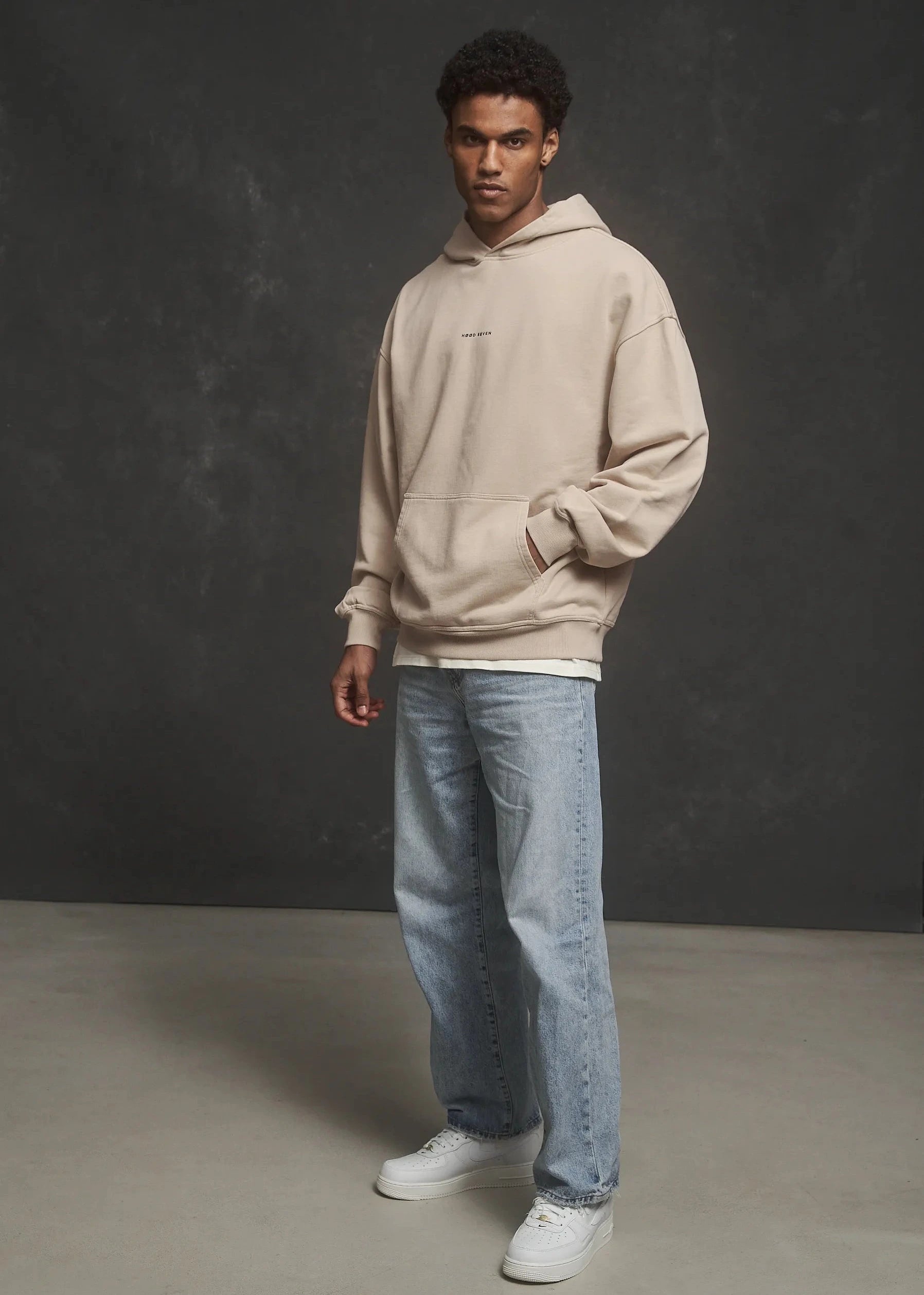 Heavy Oversized Hoodie Plain Light Beige