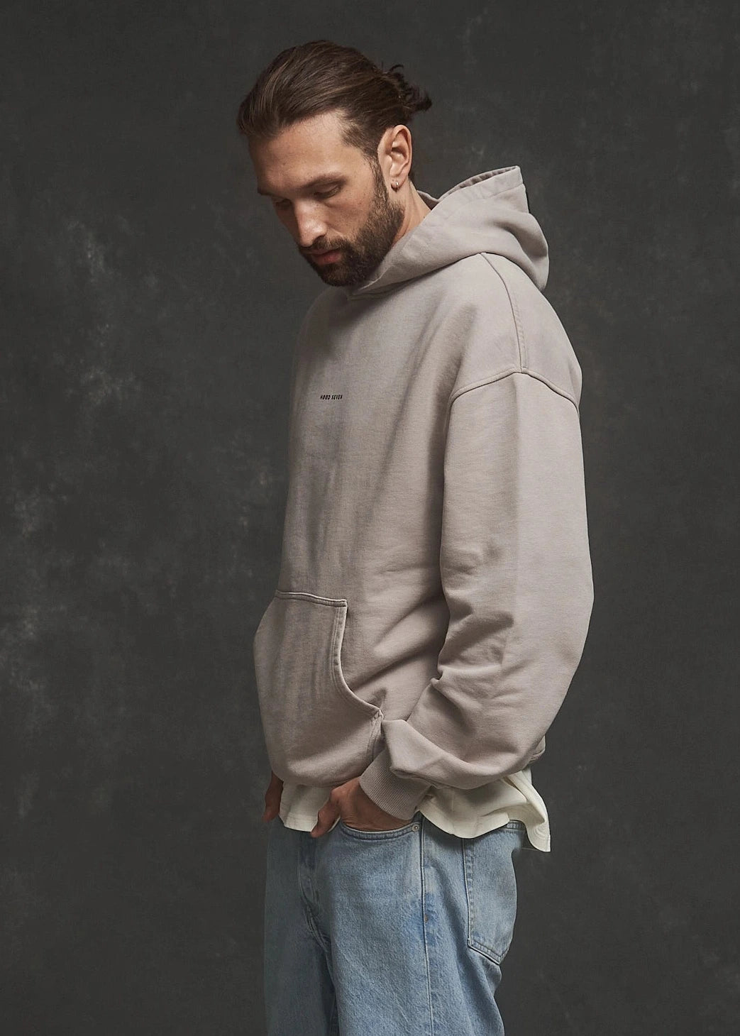 Heavy Oversized Hoodie Plain Ash Grey