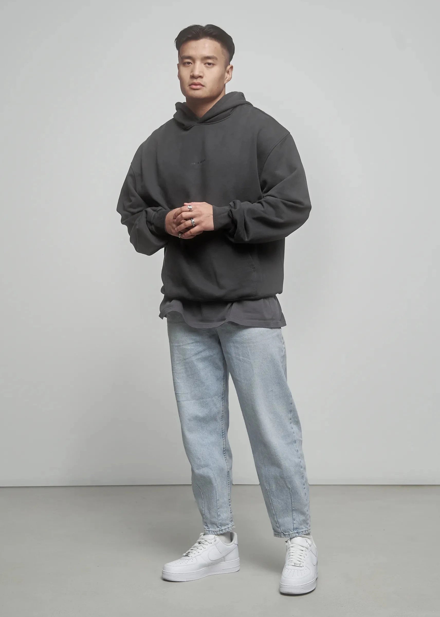 Heavy Oversized Hoodie Plain Vintage Black