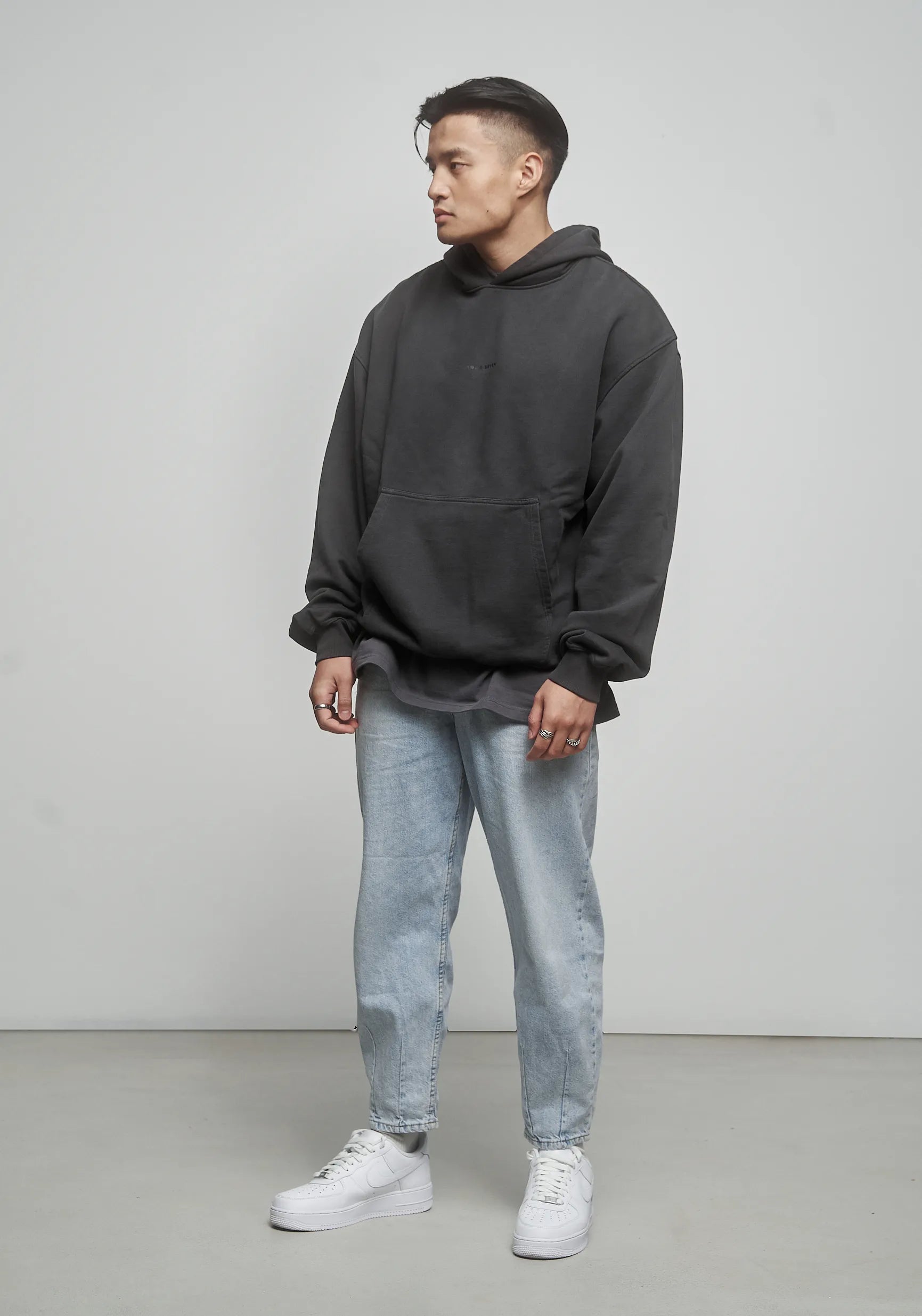 Heavy Oversized Hoodie Plain Vintage Black