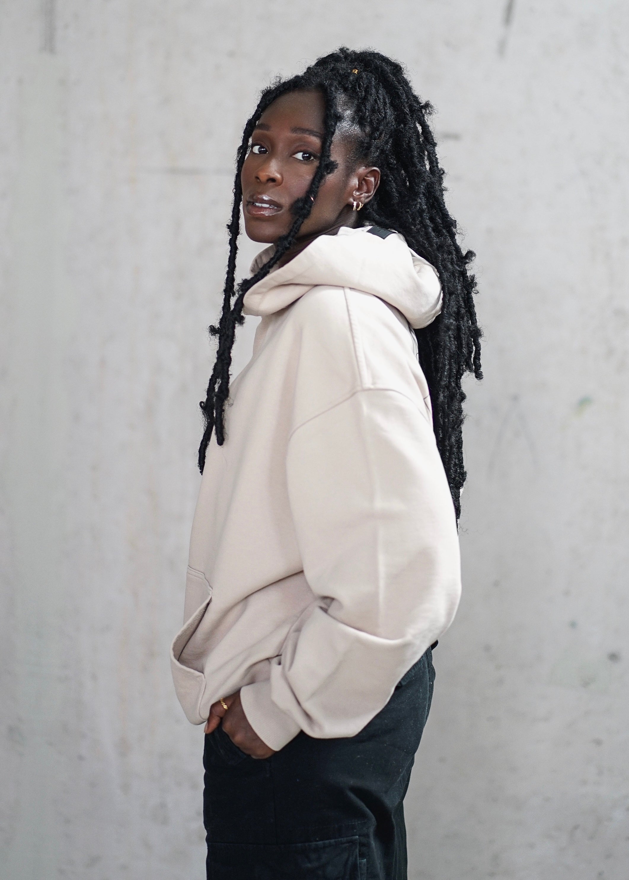 Heavy Oversized Hoodie Plain Light Beige