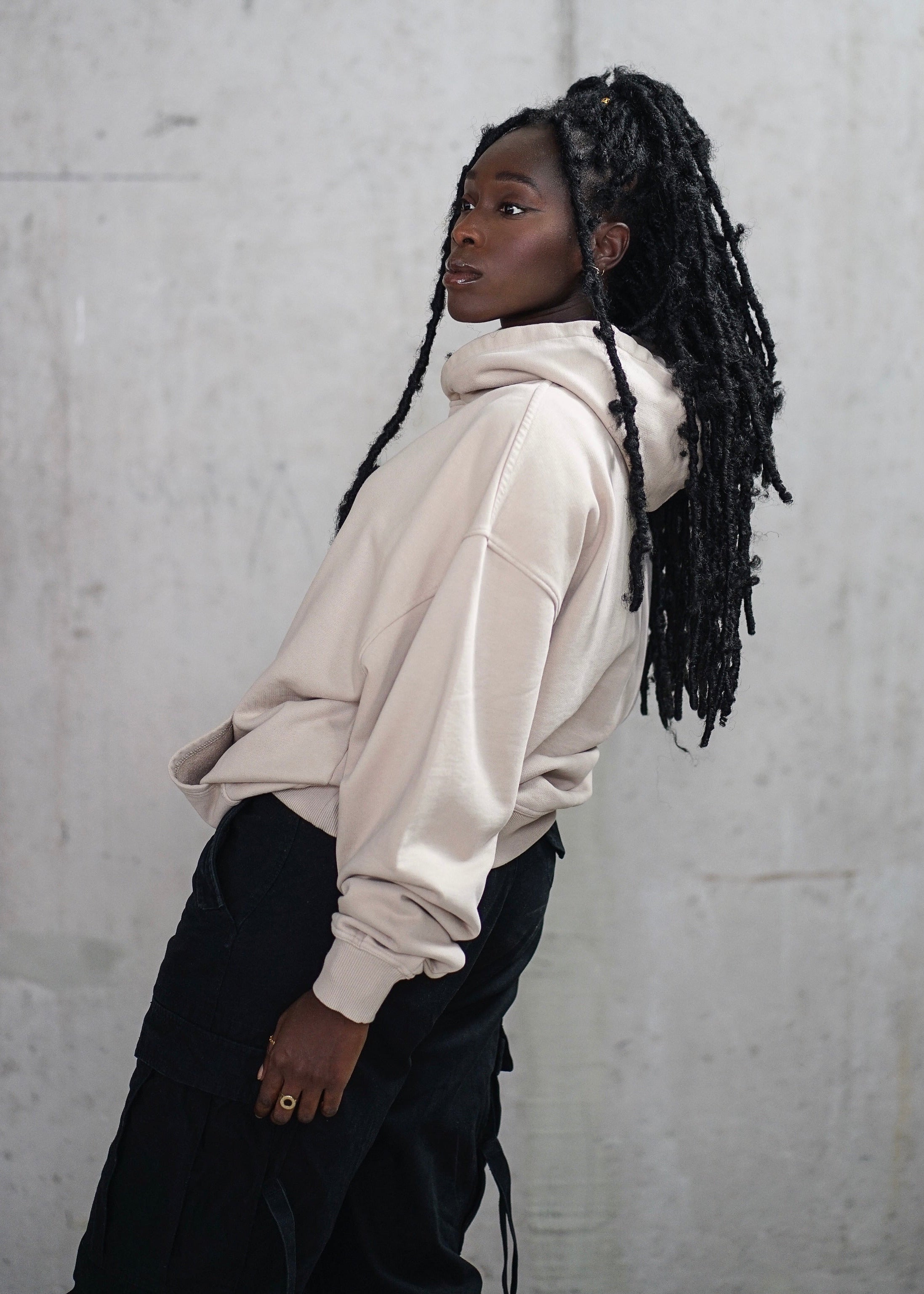 Heavy Oversized Hoodie Plain Light Beige