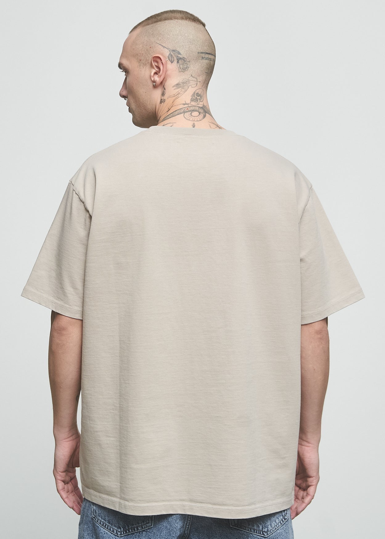 Heavy Oversized T-Shirt Plain Ash Grey
